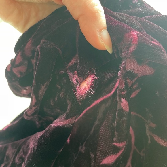 Vintage Purple Velvet Burnout Button Up Shirt 1X Sheer Whimsigoth Vamp Witch 90s - Picture 6 of 7